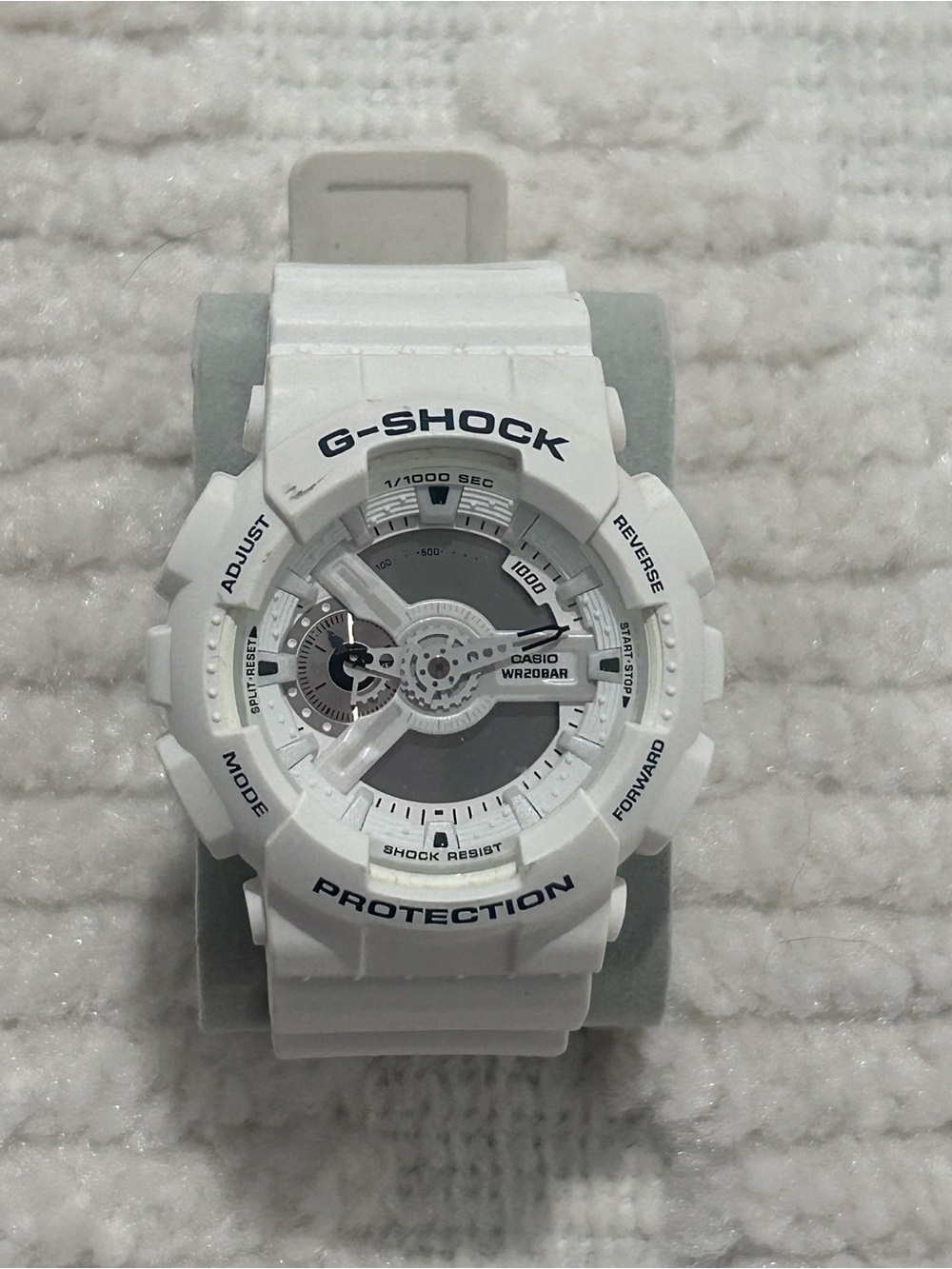 G-Shock White Analog-Digital Sport Watch with Black Accents